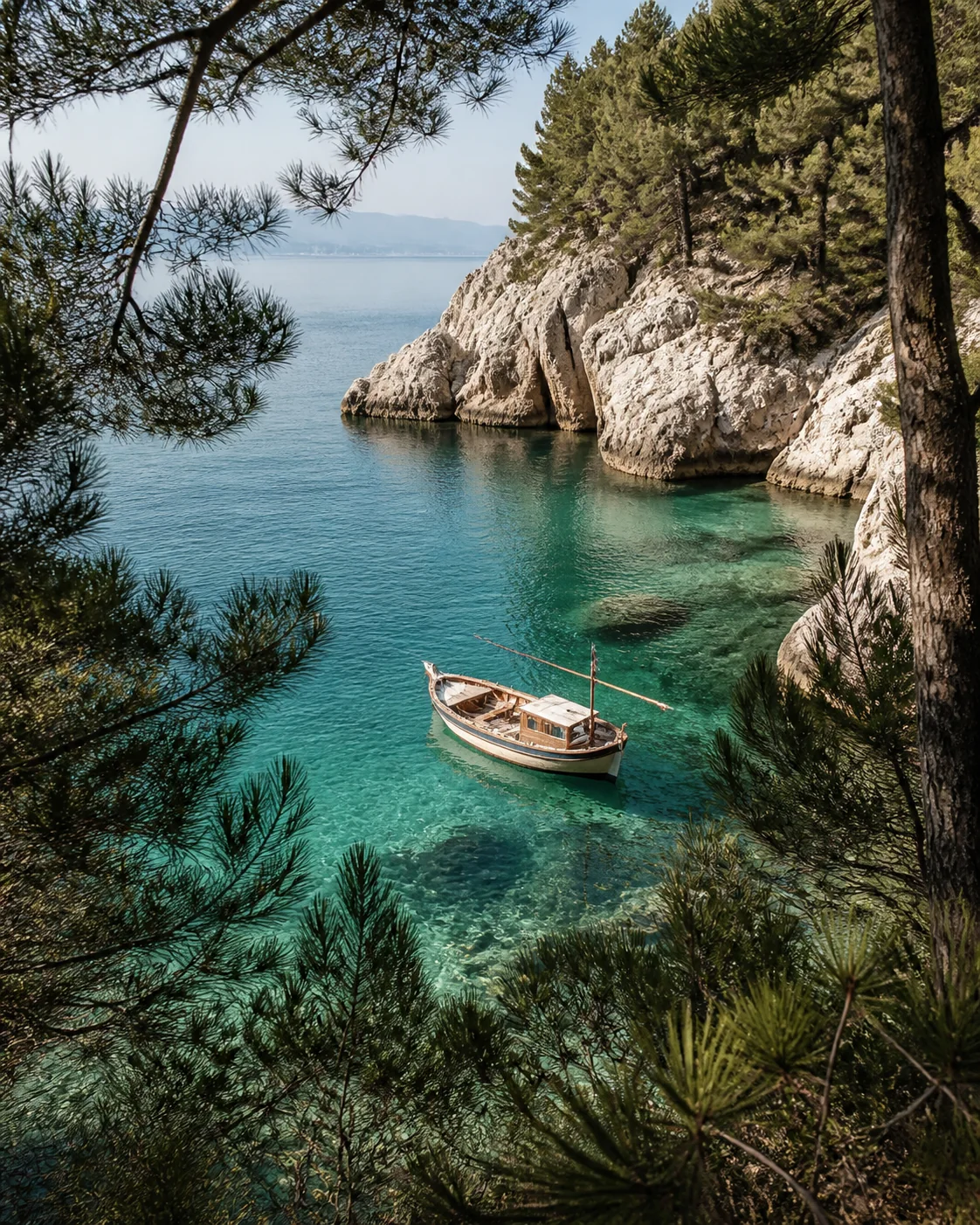 Stone Croatian harbour meeting clear Adriatic water